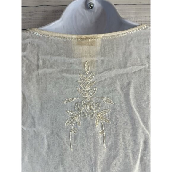 Vintage Soft Surroundings Sheer White Sequence Beaded Blouse M Whimsygoth Fairy - Picture 6 of 12